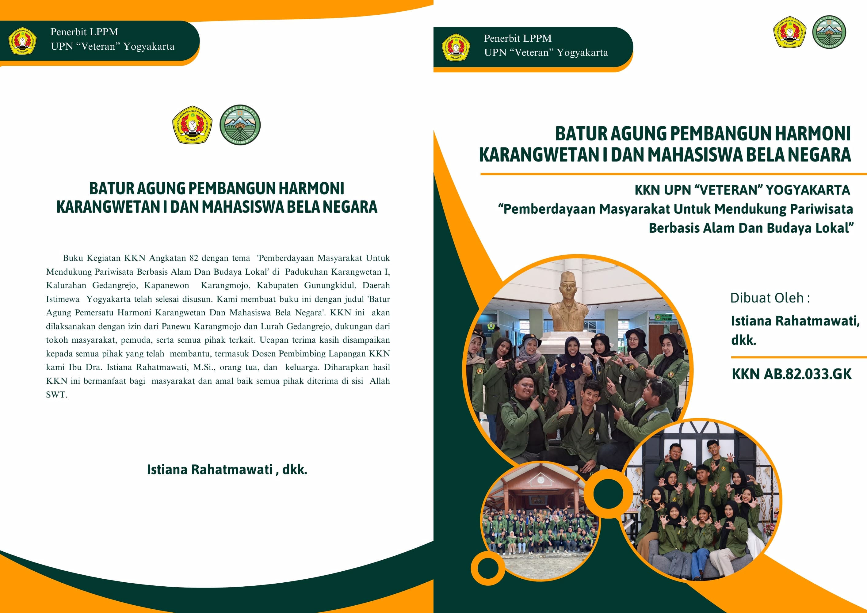 Cover Buku BATUR AGUNG PEMBANGUN HARMONI KARANGWETAN I DAN MAHASISWA BELA NEGARA